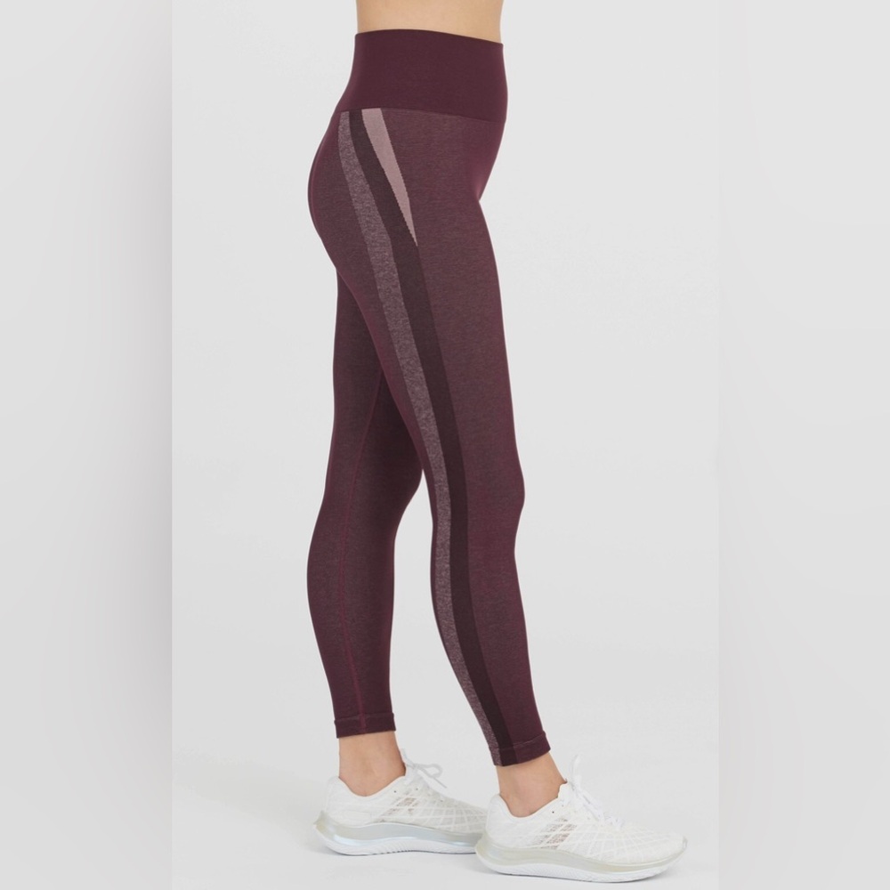 NEW Spanx Seamless Track Stripe Leggings - 50232R - Jammy Plum